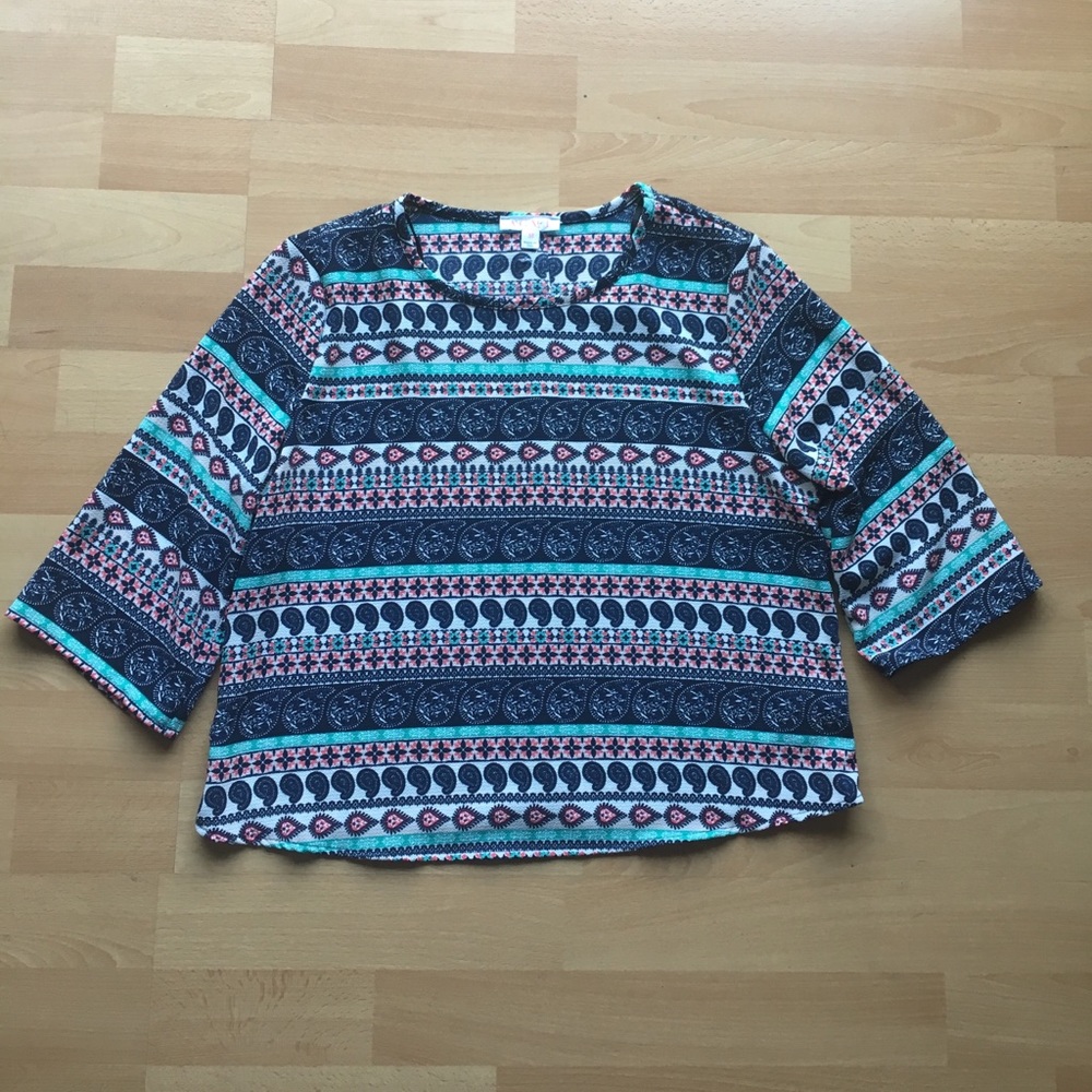 Boho flowy mid long sleeve shirt
